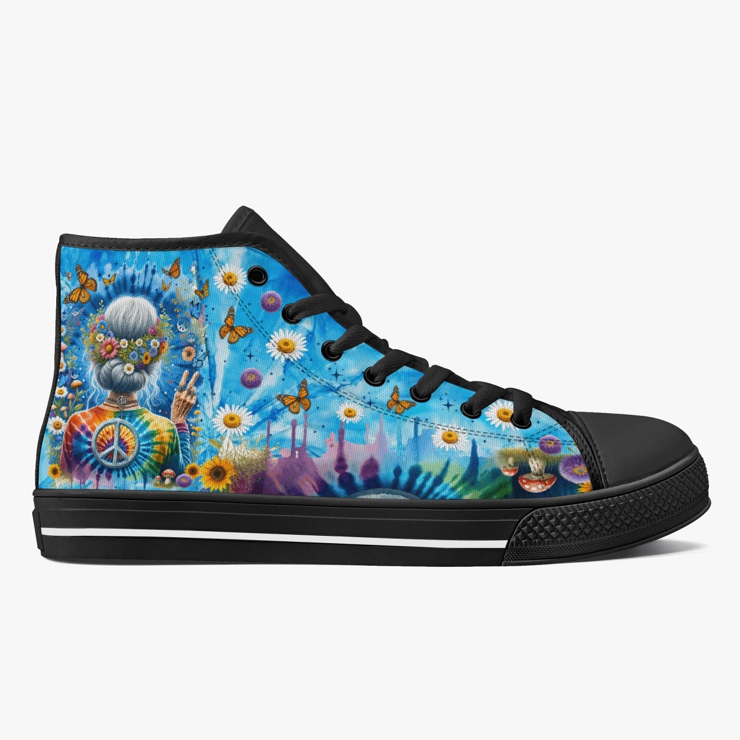 OLD HIPPIE TIE DYE HIGH TOP CANVAS SHOES - TYTM0512237