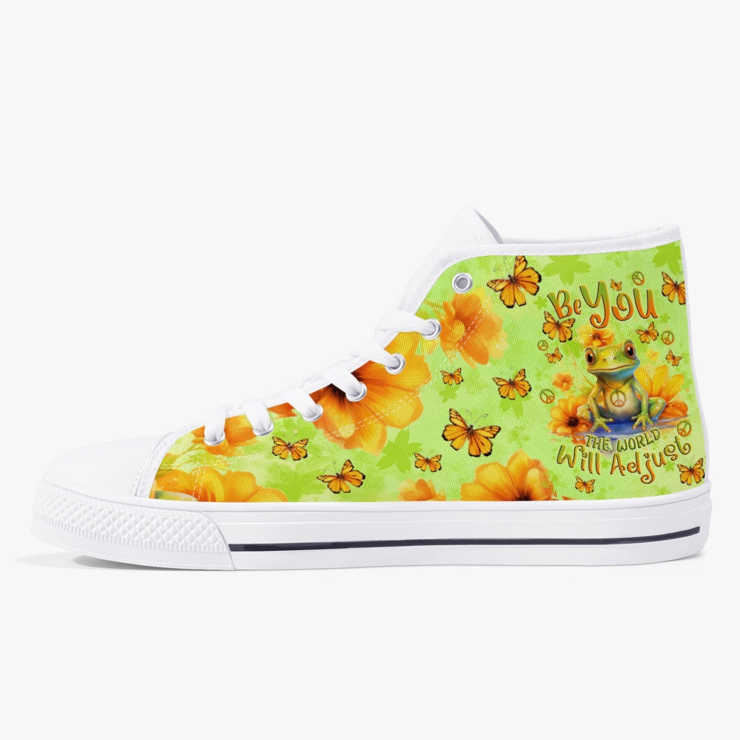 BE YOU THE WORLD WILL ADJUST FROG HIGH TOP CANVAS SHOES - TLNO3110234