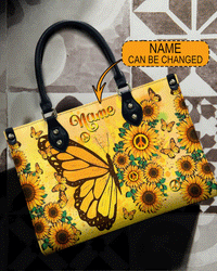 HIPPIE SUNFLOWER BUTTERFLY LEATHER HANDBAG - YHDU2510245