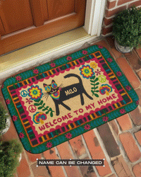 WELCOME TO MY HOME HIPPIE CAT DOORMAT - YHLN1901263