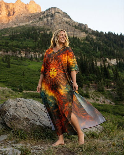 COSMIC PEACE SUN KAFTAN DRESS - YHLN1102263