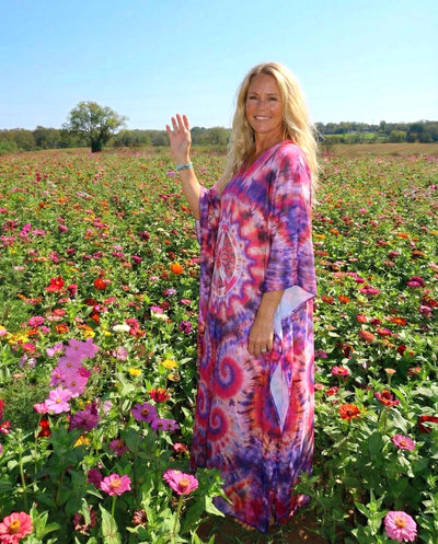 RADIANT PEACE MANDALA PEACE KAFTAN DRESS - YHHG1301263