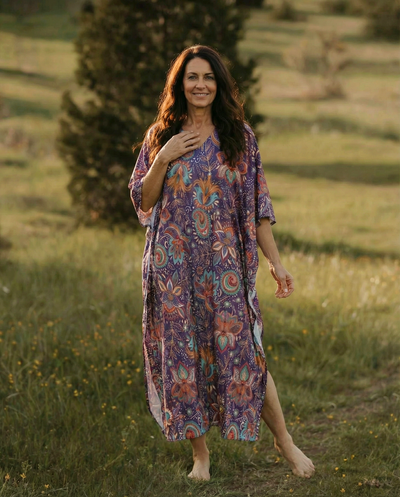 MIDNIGHT BOHO BLOOM KAFTAN DRESS - TYTD0902262