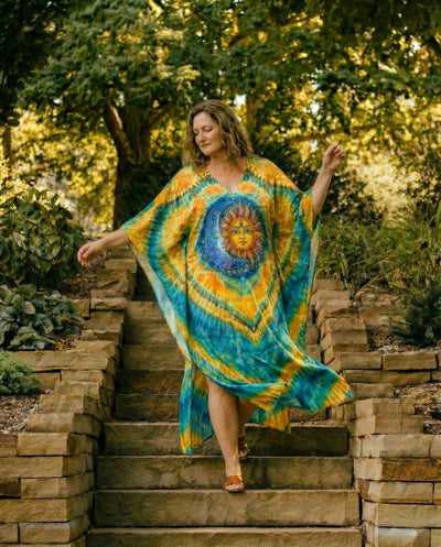HIPPIE SUN & MOON  SWIRL KAFTAN DRESS  - TLTW0203261