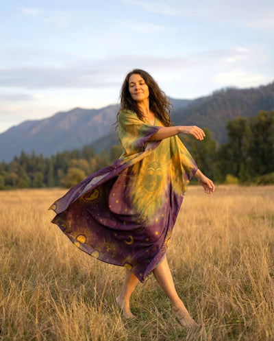 SOLAR SOUL JOURNEY SUN MOON KAFTAN DRESS - TLNO0503261