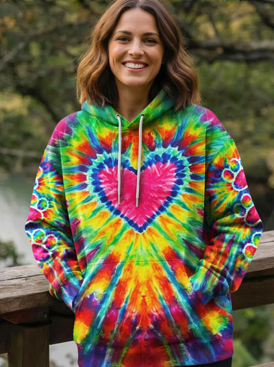 HEART PAW PRINT COLORFUL SWIRL ALL OVER PRINT  - TLNO0104261