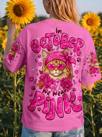 IN OCTOBER WE WEAR PINK BRITISH CAT BREAST CANCER ALL OVER PRINT  - TLNO1607262
