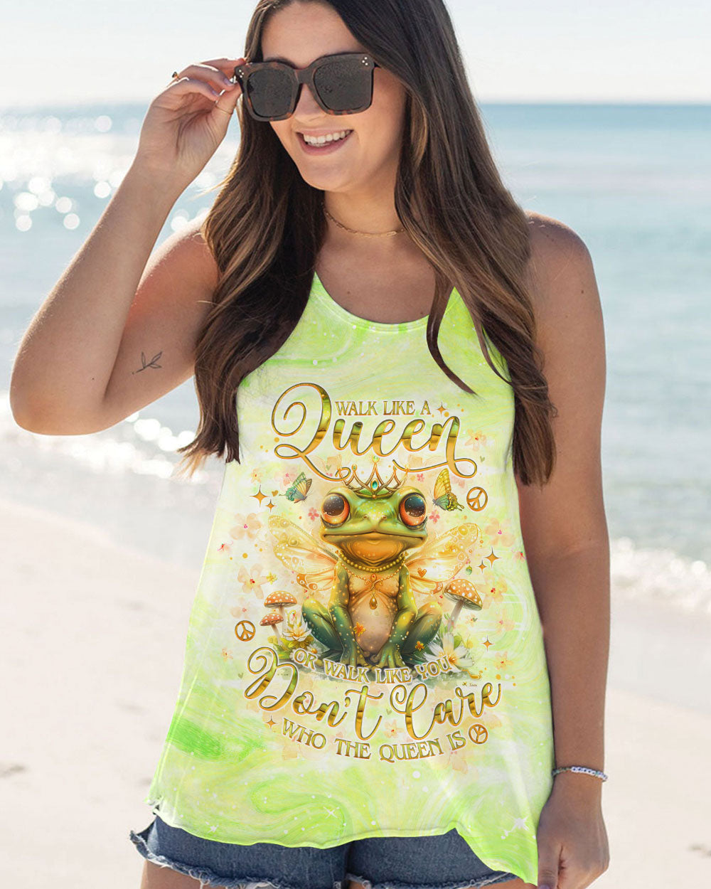 WALK LIKE A QUEEN FROG ALL OVER PRINT - TLNO1807241