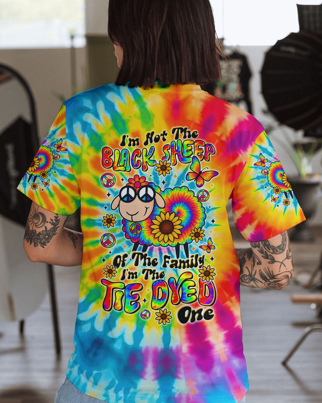 I'M NOT THE BLACK SHEEP SUNFLOWER TIE DYE ALL OVER PRINT  - TLTR1209253