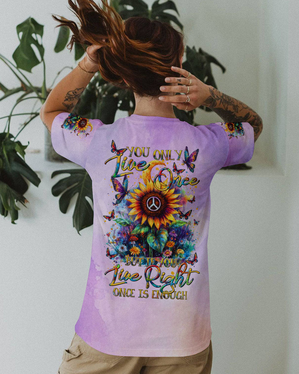 YOU ONLY LIVE ONCE SUNFLOWER ALL OVER PRINT - TLTR1508245