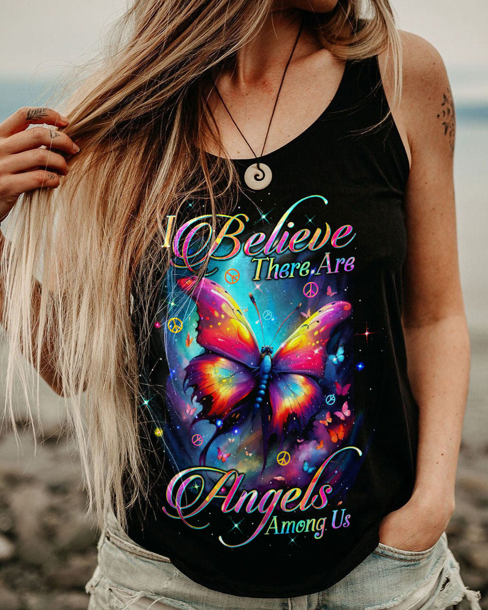 I BELIEVE THERE ARE ANGELS AMONG US BUTTERFLY ALL OVER PRINT - TLTW1602241