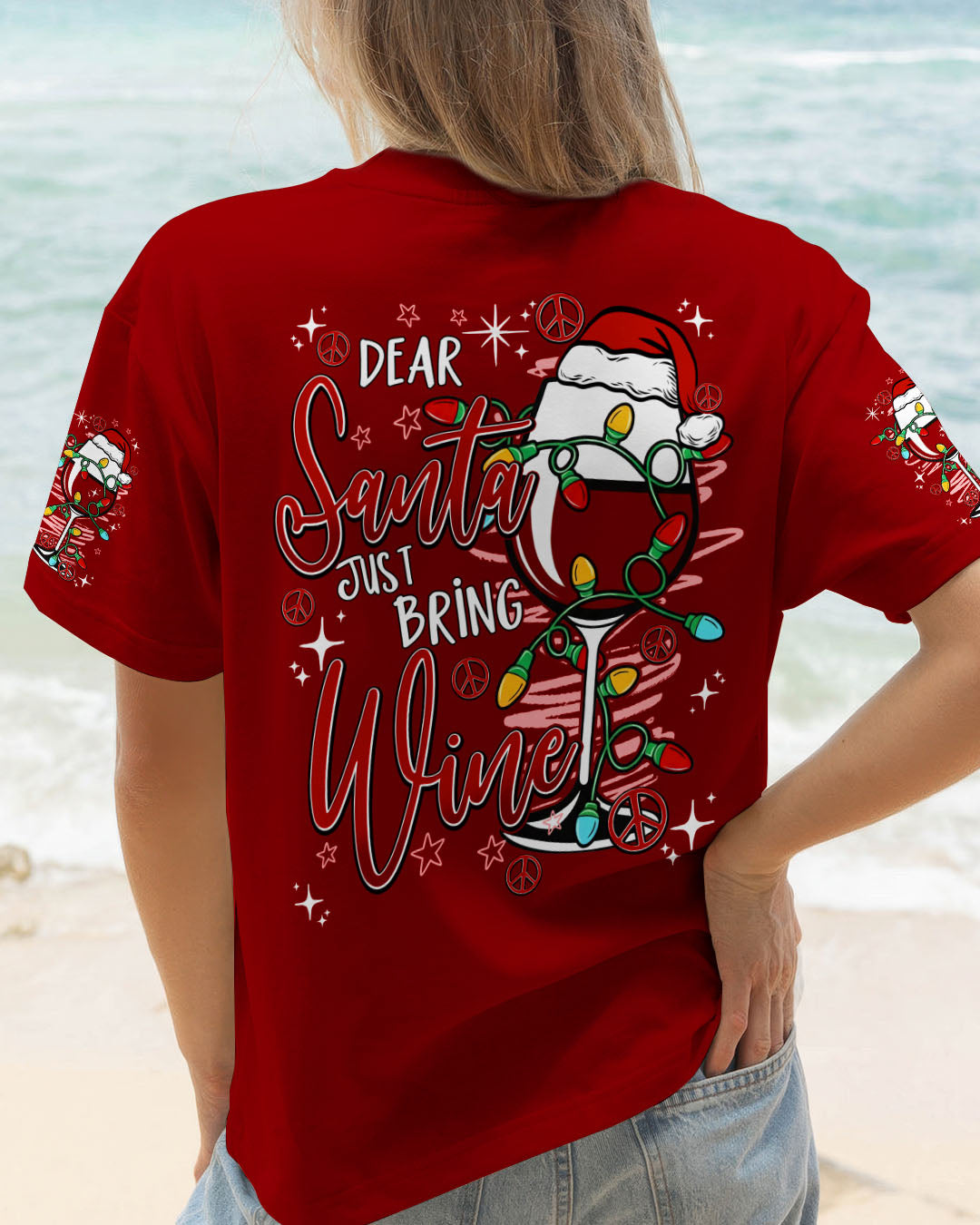 DEAR SANTA JUST BRING WINE CHRISTMAS ALL OVER PRINT - TY1711251