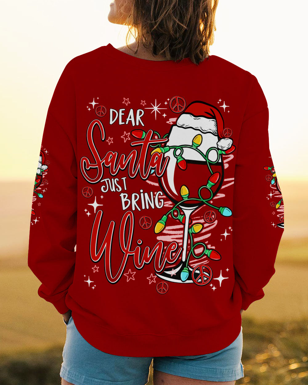 DEAR SANTA JUST BRING WINE CHRISTMAS ALL OVER PRINT - TY1711251