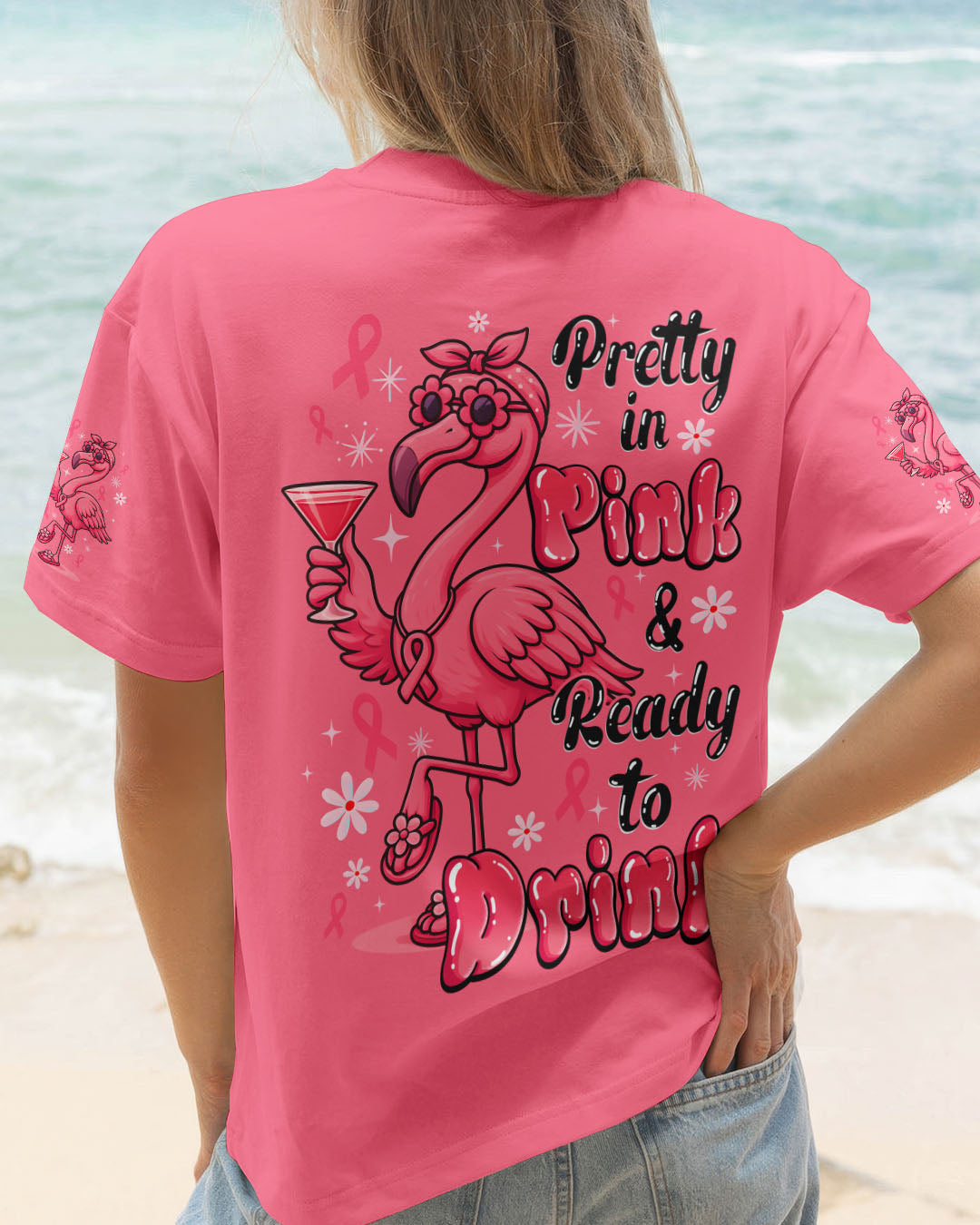 PRETTY IN PINK BREAST CANCER FLAMINGO ALL OVER PRINT - TYQY0908251