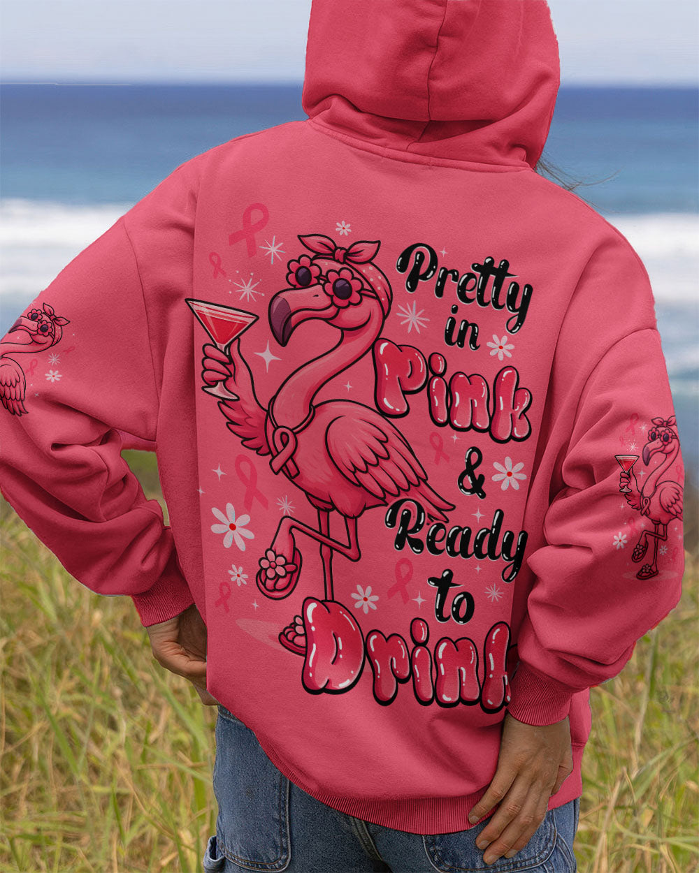 PRETTY IN PINK BREAST CANCER FLAMINGO ALL OVER PRINT - TYQY0908251