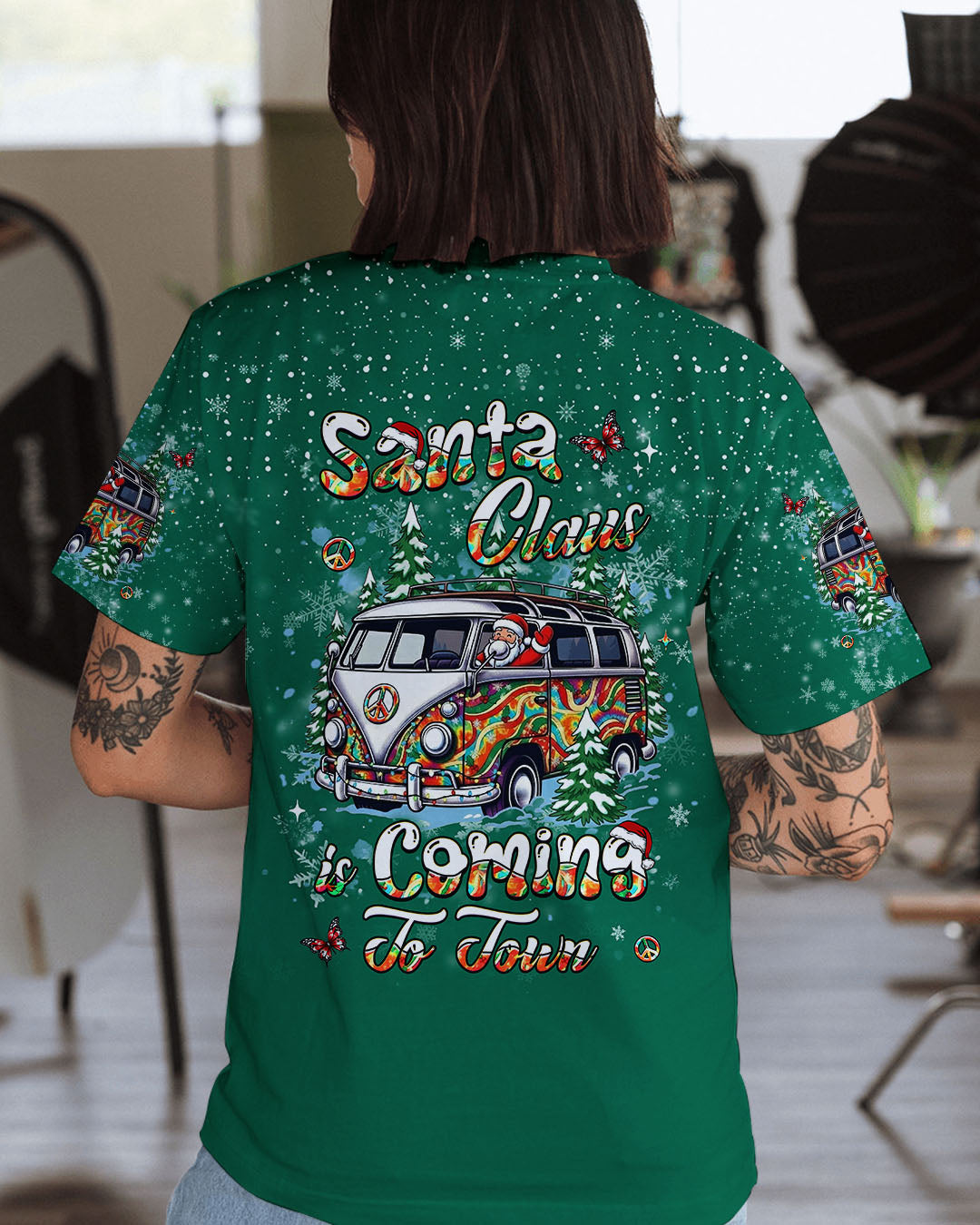 SANTA CLAUS IS COMING CHRISTMAS ALL OVER PRINT - YHHG1411251