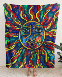 SUN PAINTING BOHO WOVEN AND FLEECE BLANKET - TLNZ0908234