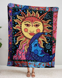 SUN AND MOON BOHO WOVEN AND FLEECE BLANKET - TLTR0808233