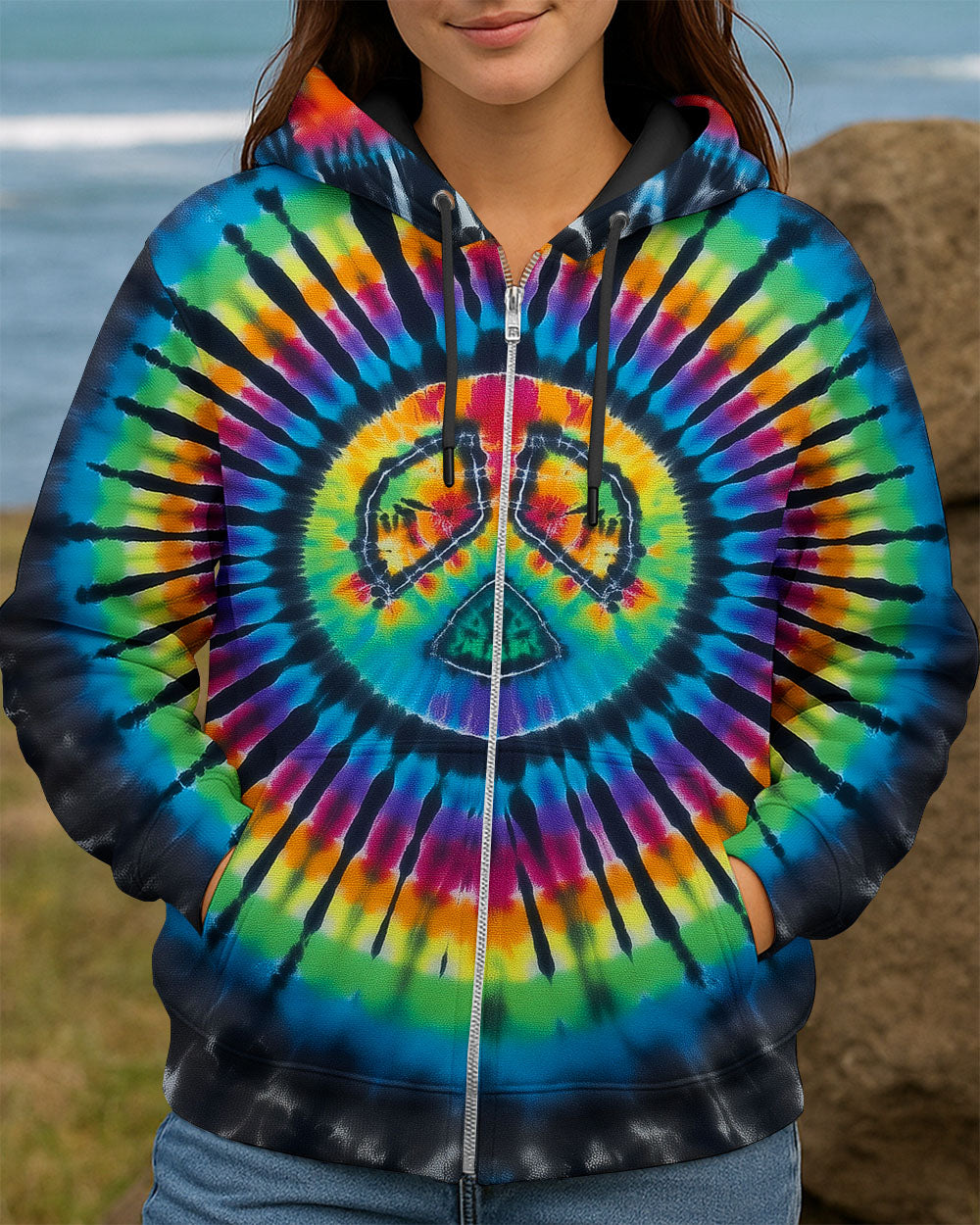 RAINBOW PEACE TIE DYE ALL OVER PRINT - KMTM05112510
