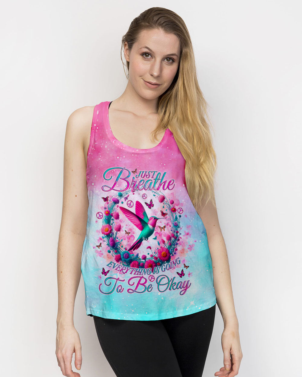 JUST BREATHE HUMMINGBIRD ALL OVER PRINT - TLNO0605244