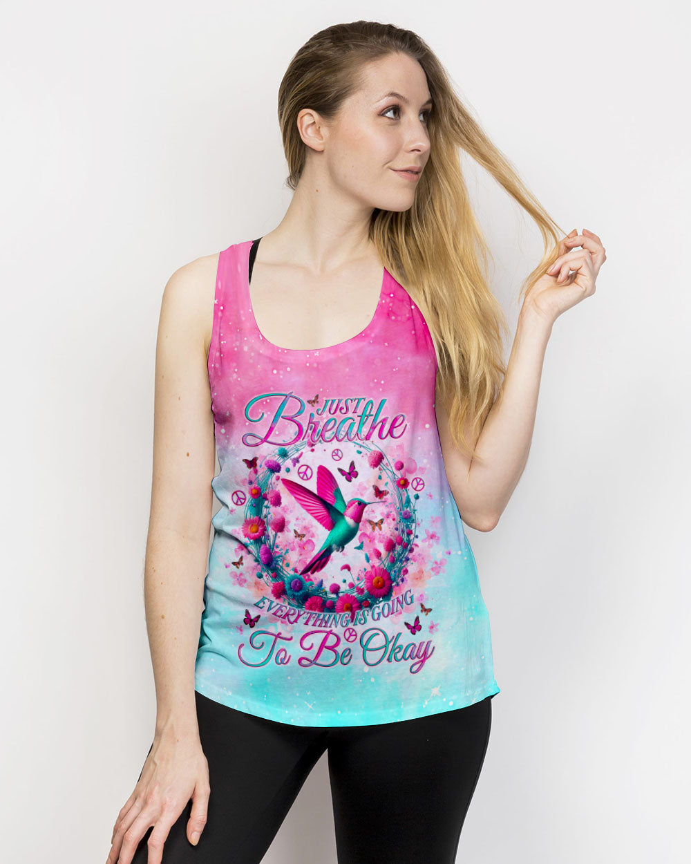 JUST BREATHE HUMMINGBIRD ALL OVER PRINT - TLNO0605244