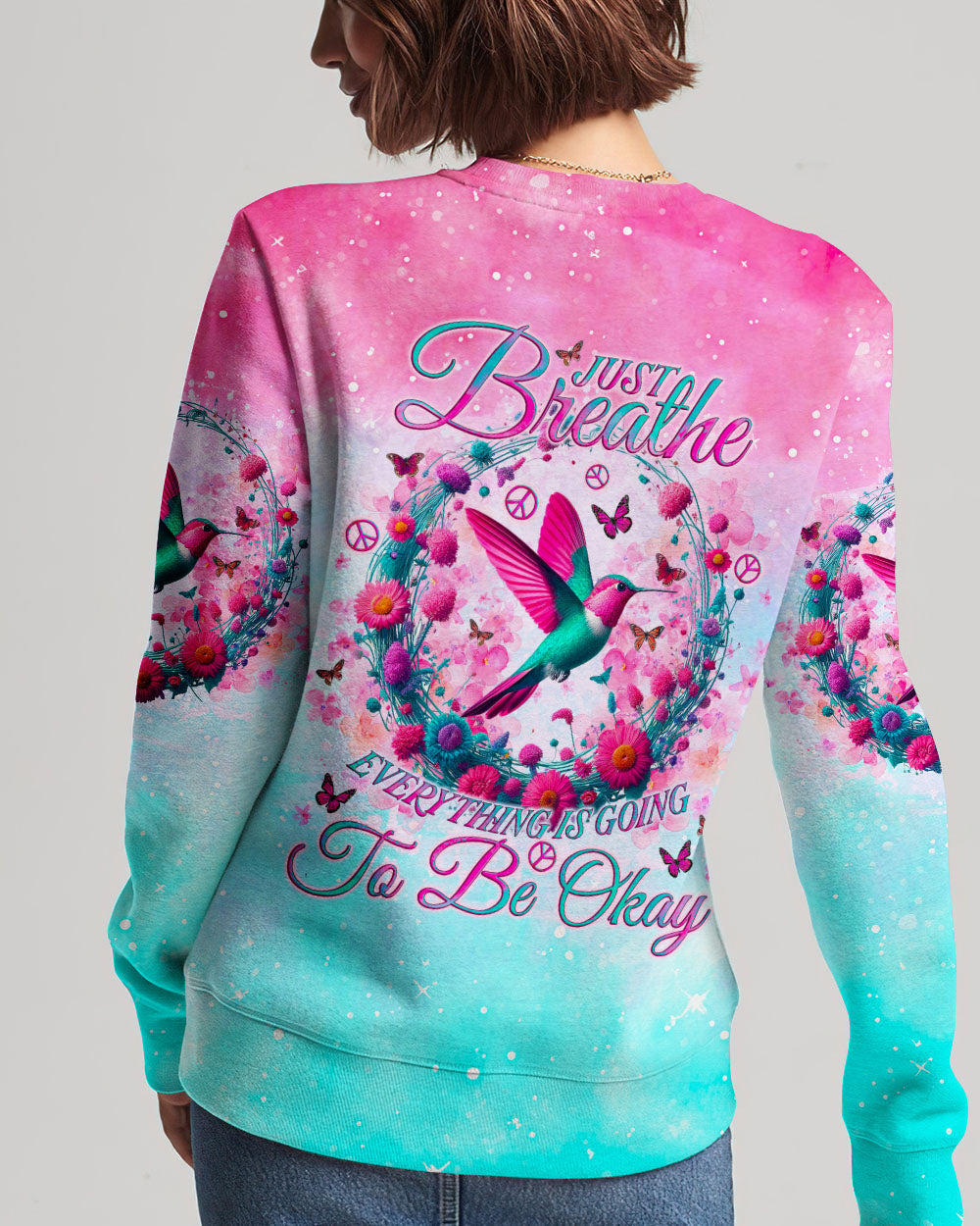 JUST BREATHE HUMMINGBIRD ALL OVER PRINT - TLNO0605244