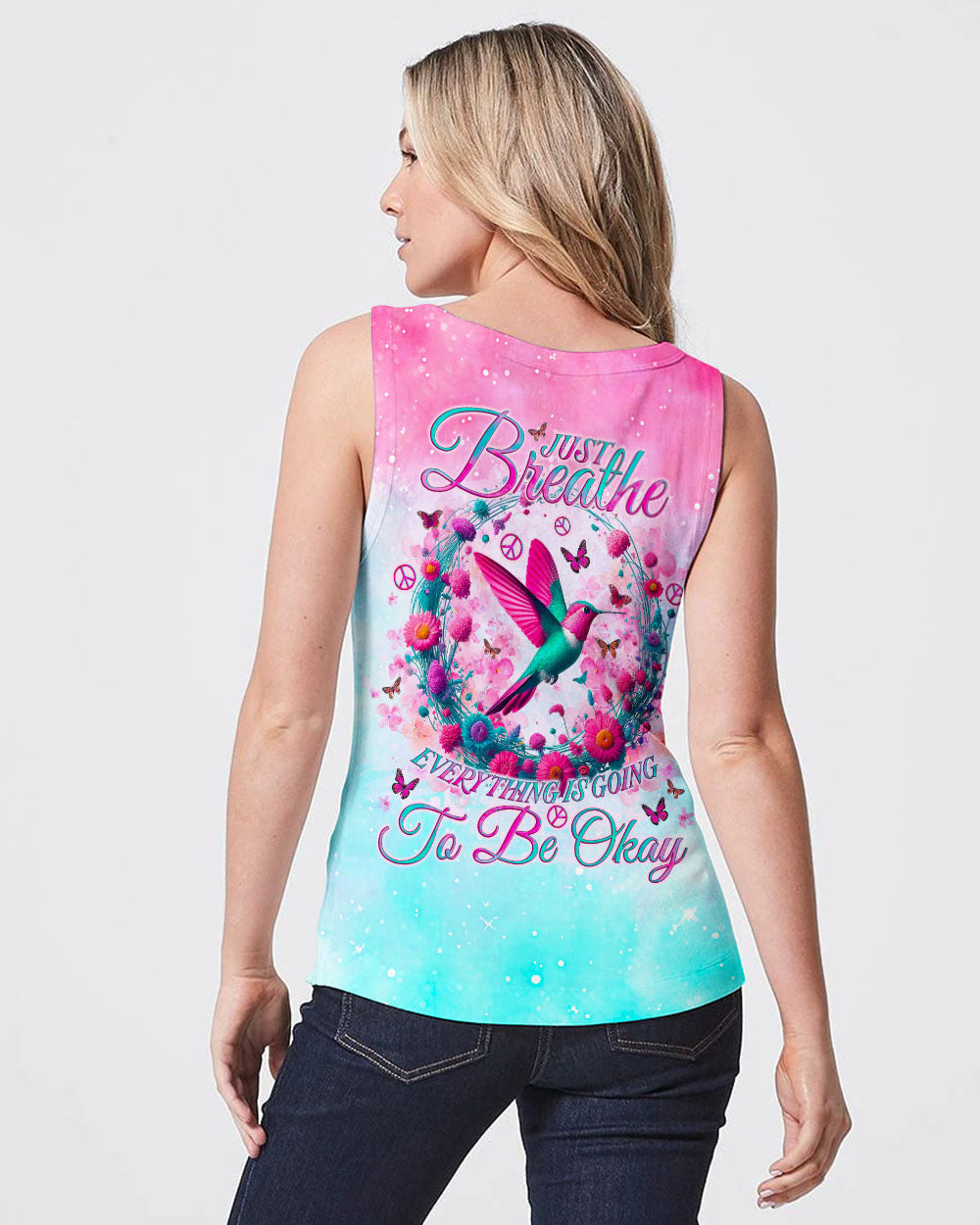 JUST BREATHE HUMMINGBIRD ALL OVER PRINT - TLNO0605244