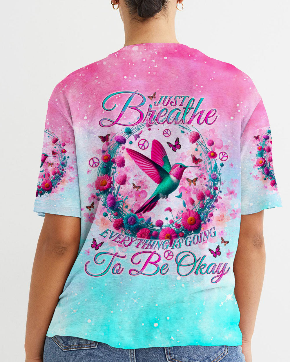 JUST BREATHE HUMMINGBIRD ALL OVER PRINT - TLNO0605244