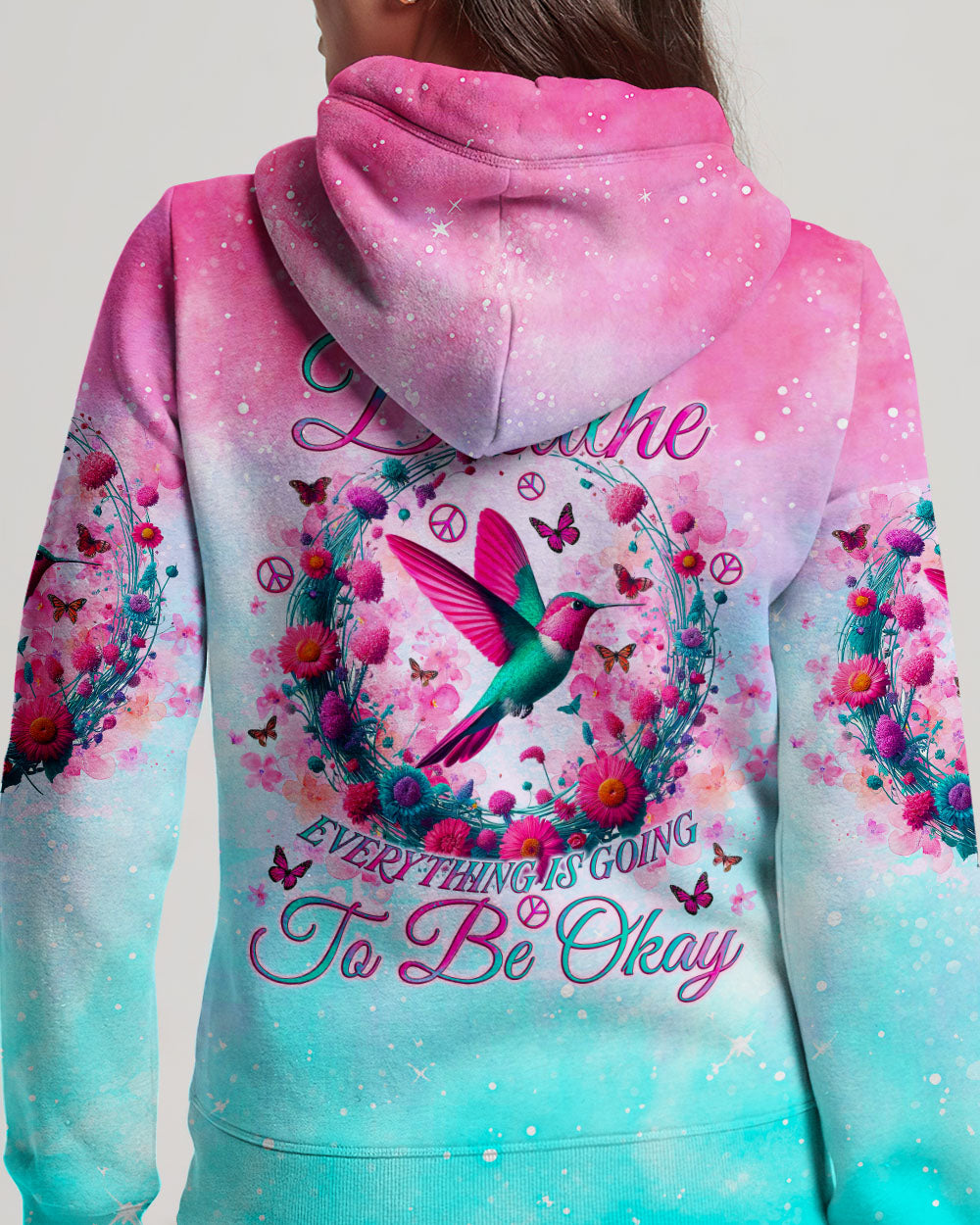 JUST BREATHE HUMMINGBIRD ALL OVER PRINT - TLNO0605244