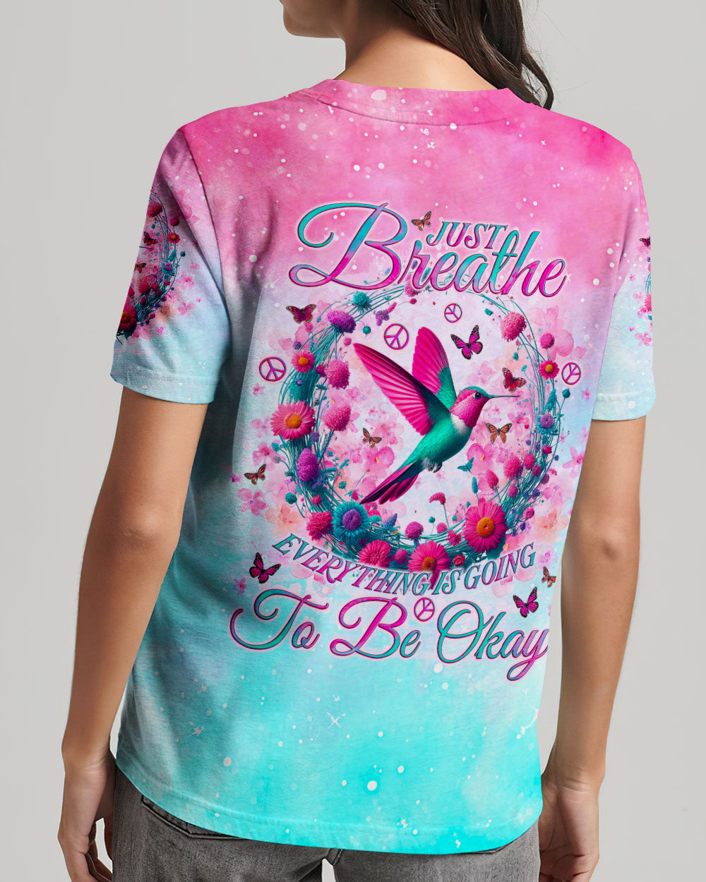 JUST BREATHE HUMMINGBIRD ALL OVER PRINT - TLNO0605244