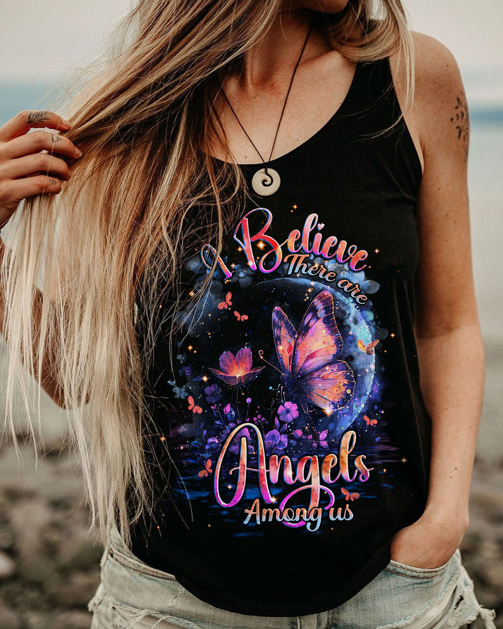 I BELIEVE THERE ARE ANGELS AMONG US BUTTERFLY ALL OVER PRINT - TLNT1903244