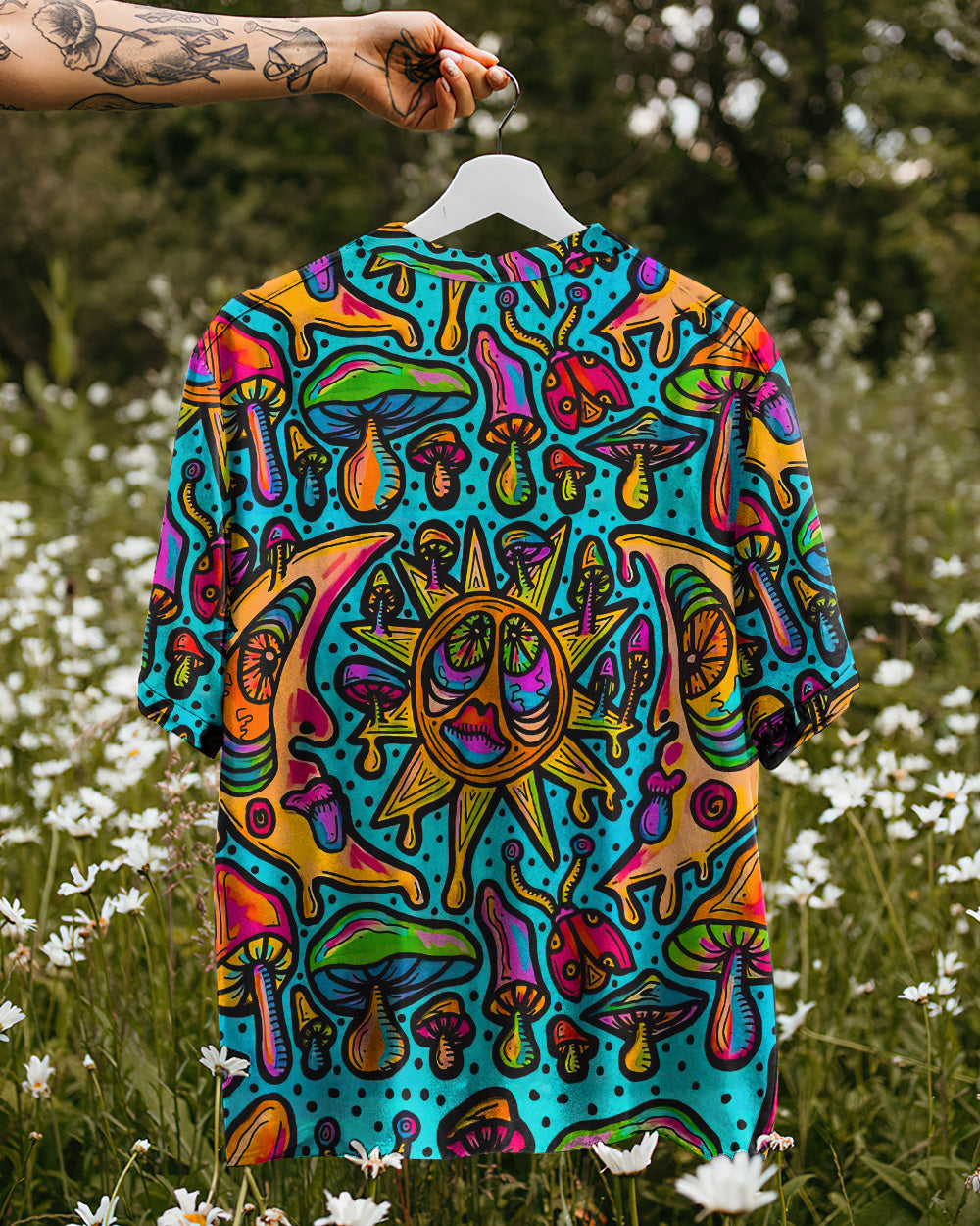 SUN MOON MUSHROOM HAWAIIAN SHIRT - TLNZ0108235