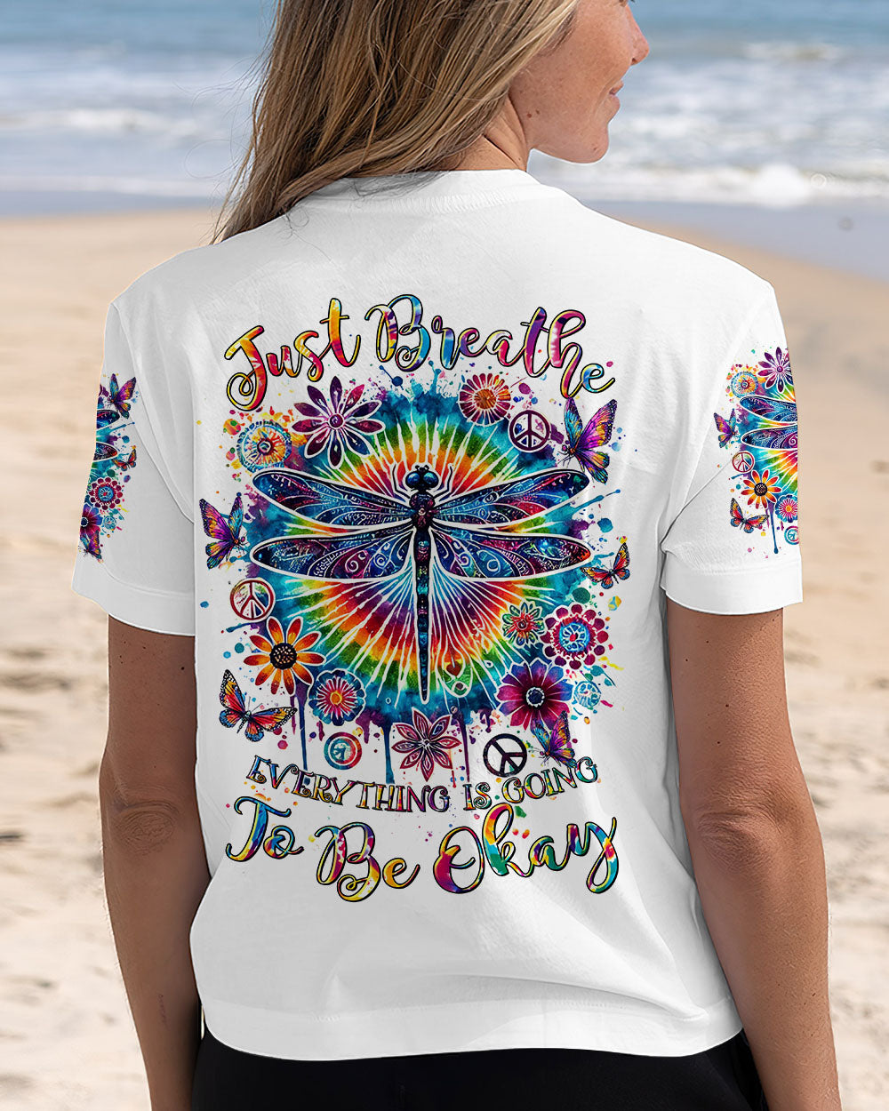 JUST BREATHE DRAGONFLY TIE DYE ALL OVER PRINT - TLTR0509242