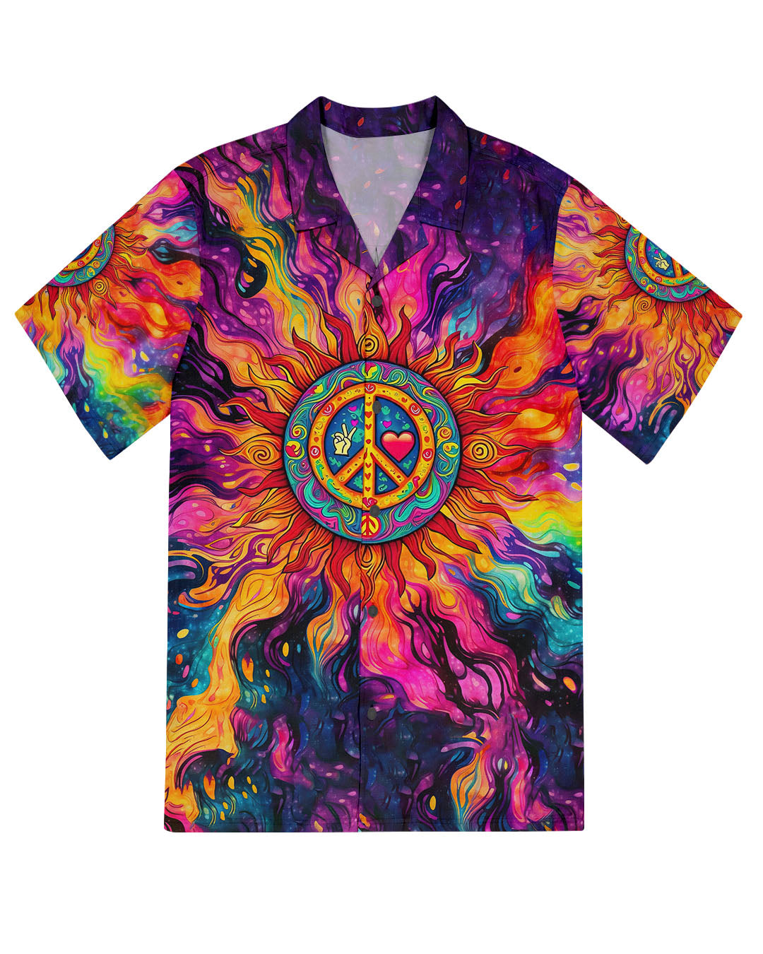 PEACE SYMBOL HIPPIE SUN COLORFUL HAWAIIAN SHIRT - TLTR2703254