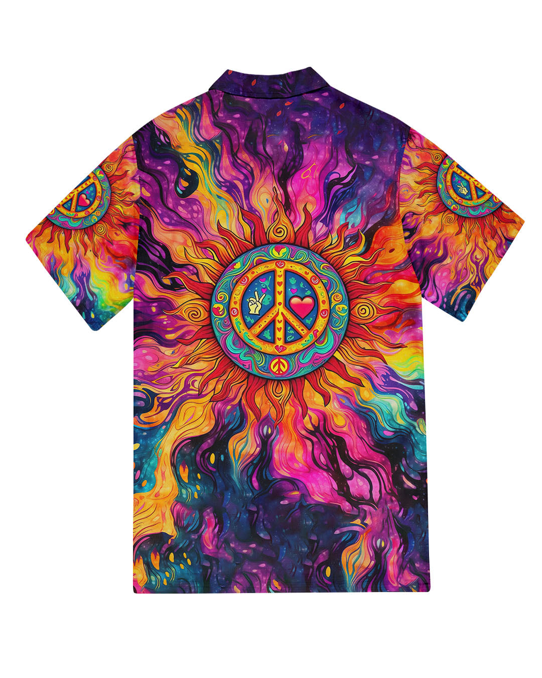 PEACE SYMBOL HIPPIE SUN COLORFUL HAWAIIAN SHIRT - TLTR2703254