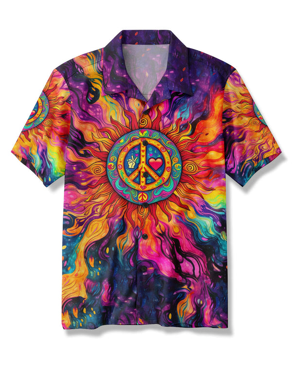 PEACE SYMBOL HIPPIE SUN COLORFUL HAWAIIAN SHIRT - TLTR2703254