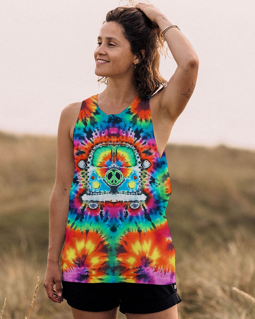 HIPPIE VAN COLORFUL TIE DYE ALL OVER PRINT - TLTW0512252