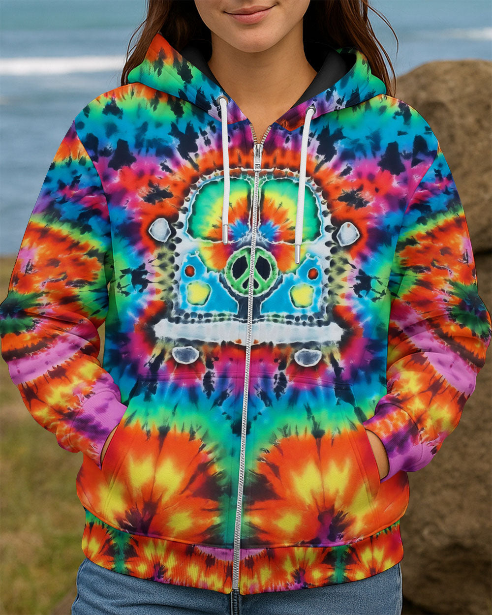 HIPPIE VAN COLORFUL TIE DYE ALL OVER PRINT - TLTW0512252