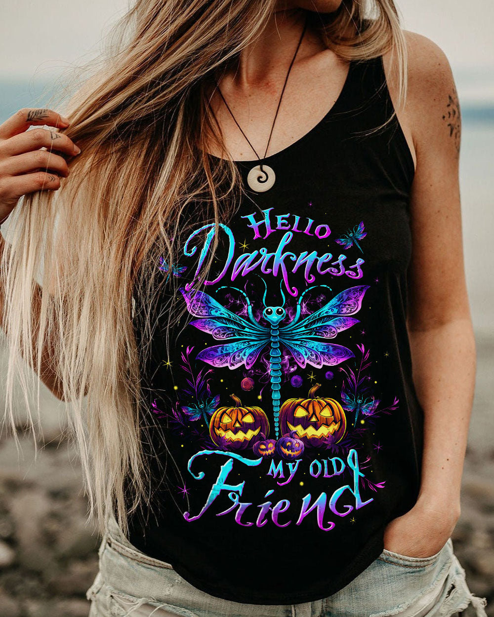 HELLO DARKNESS MY OLD FRIEND DRAGONFLY HALLOWEEN ALL OVER PRINT - TLTW1508232