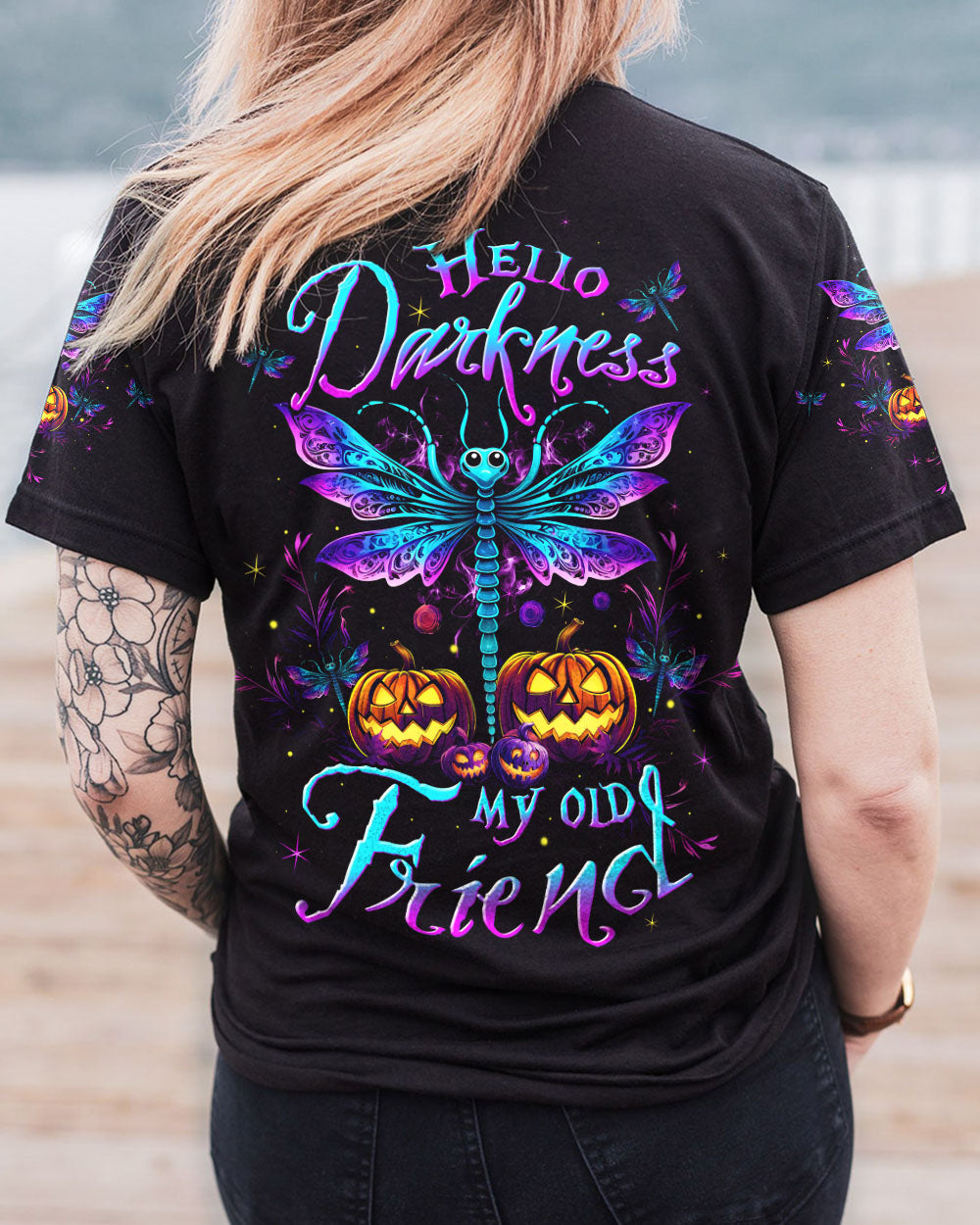 HELLO DARKNESS MY OLD FRIEND DRAGONFLY HALLOWEEN ALL OVER PRINT - TLTW1508232