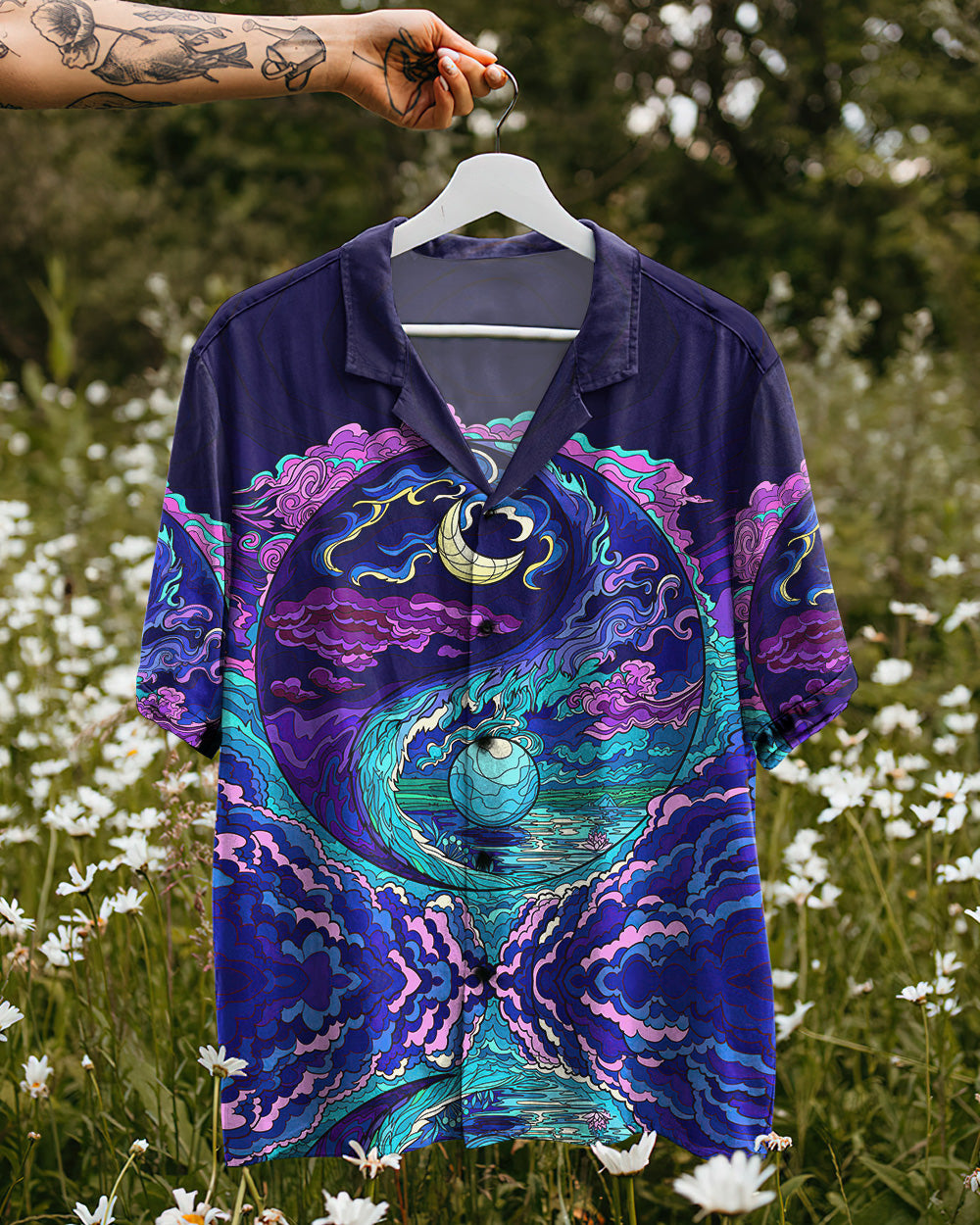 YIN YANG MOON AND SUN PSYCHEDELIC HAWAIIAN SHIRT - TLTW1906231