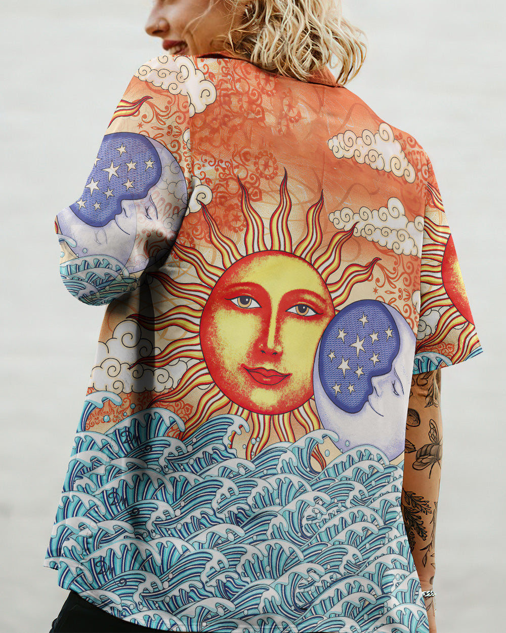 SUN AND MOON BEACH HAWAIIAN SHIRT - TLTW2806235