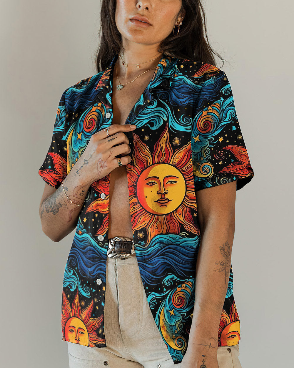 SUN AND MOON BEACH HAWAIIAN SHIRT - TLTW3005231