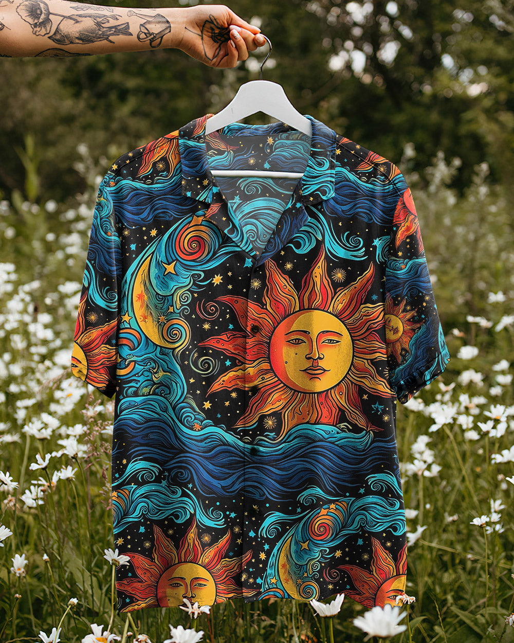 SUN AND MOON BEACH HAWAIIAN SHIRT - TLTW3005231