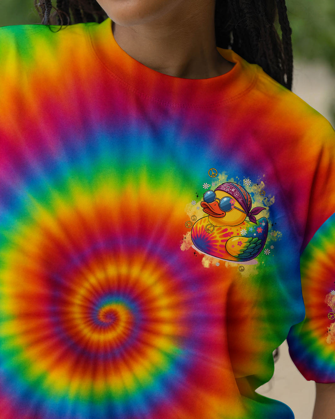 I'M NOT SHORT DUCK HIPPIE TIE DYE ALL OVER PRINT - TYPQ0108251