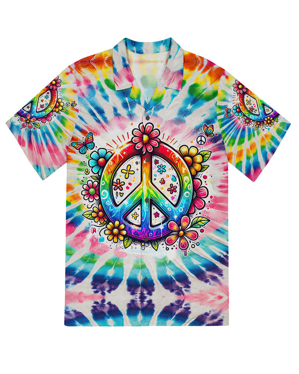 IMAGINE ALL THE PEOPLE LIVING LIFE IN PEACE TIE DYE HAWAIIAN SHIRT - TYQY1504256