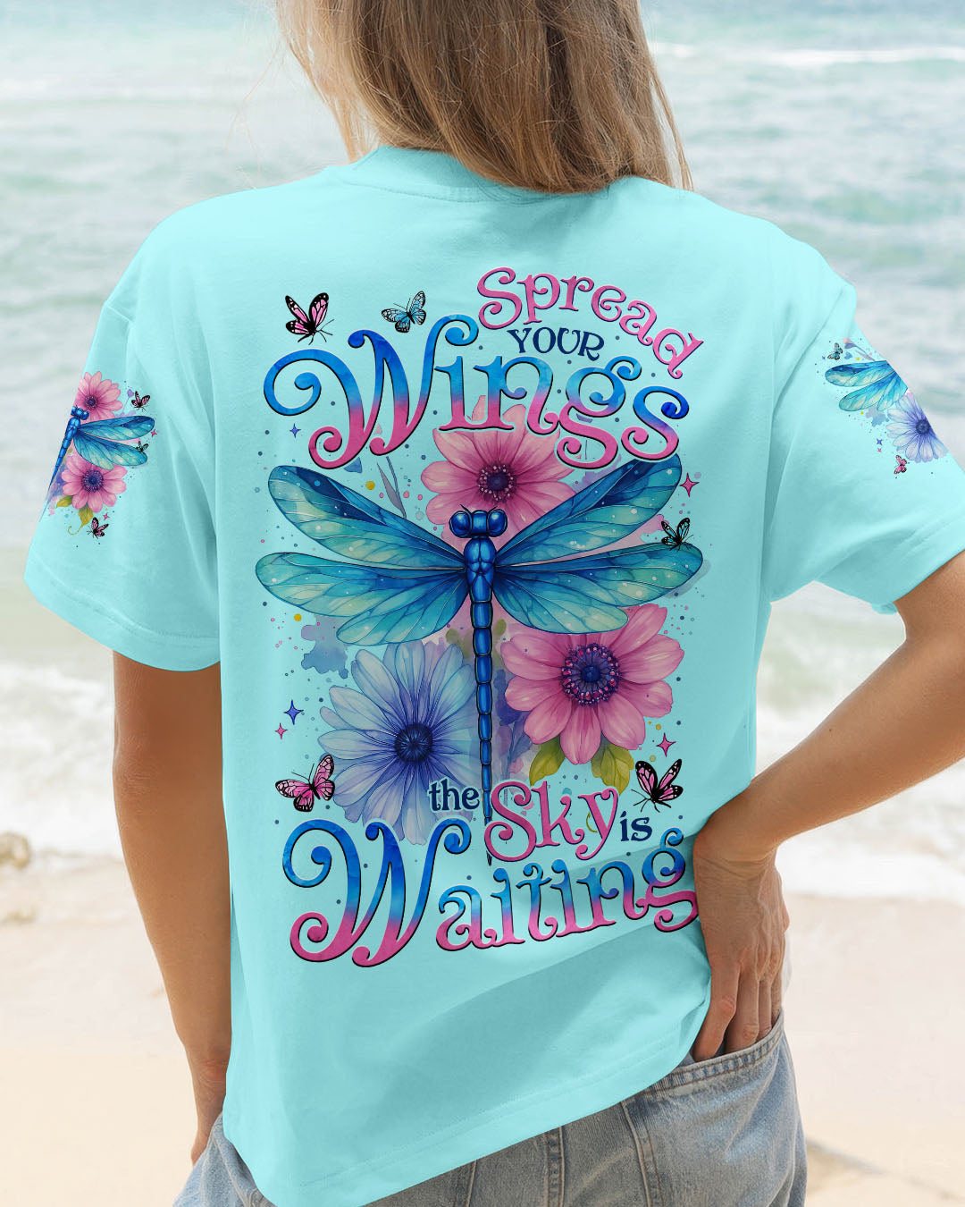 SPREAD YOUR WINGS THE SKY IS WAITING DRAGONFLY ALL OVER PRINT - TYTM1504251