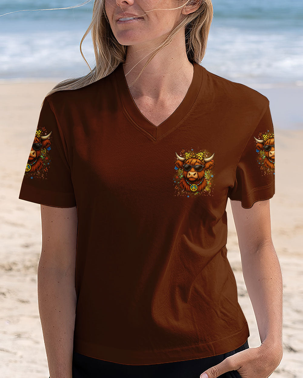 BE YOU THE WORLD WILL ADJUST HIGHLAND COW ALL OVER PRINT - YHDU2305252