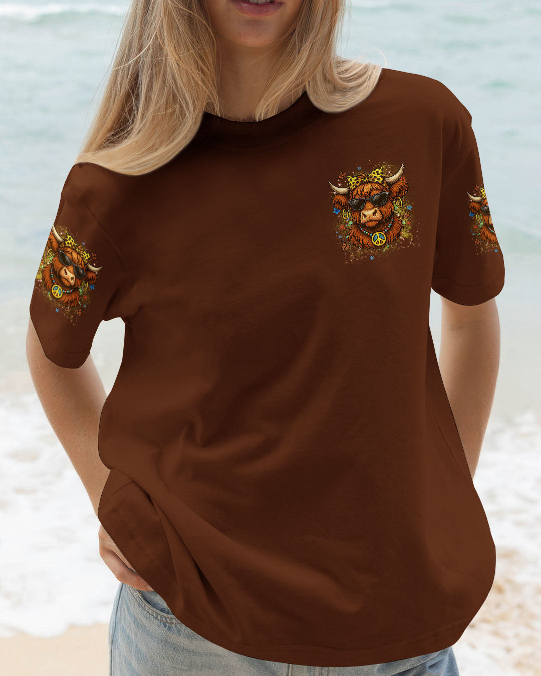 BE YOU THE WORLD WILL ADJUST HIGHLAND COW ALL OVER PRINT - YHDU2305252