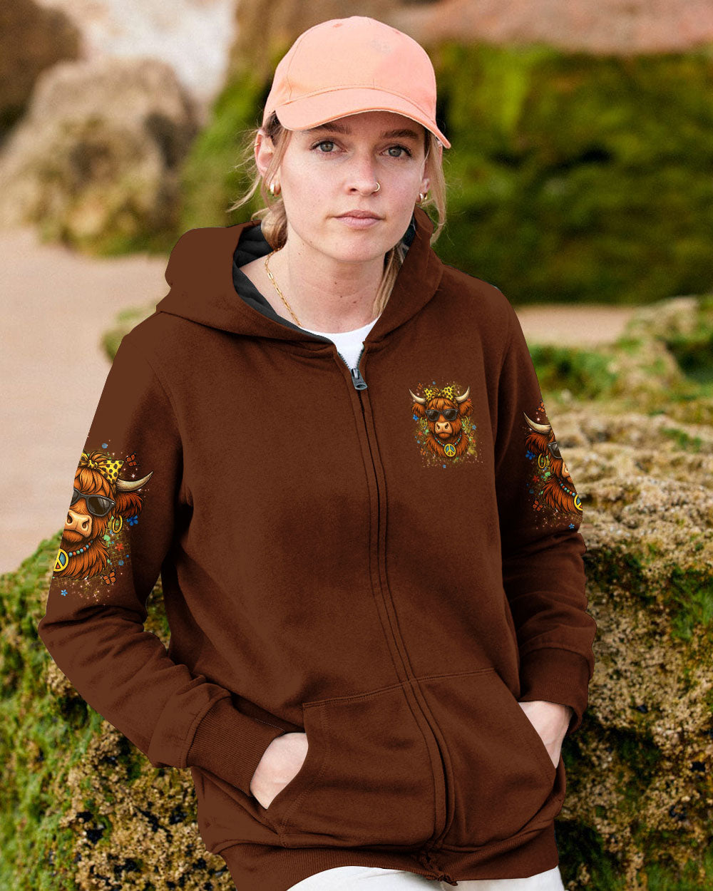BE YOU THE WORLD WILL ADJUST HIGHLAND COW ALL OVER PRINT - YHDU2305252